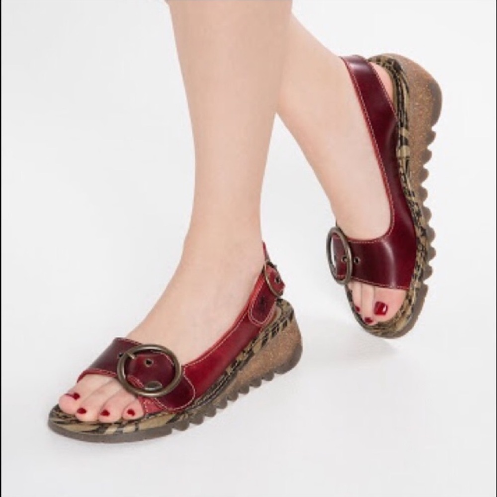 Fly London (Anthro) Tram Leather Sandals, EU 37
